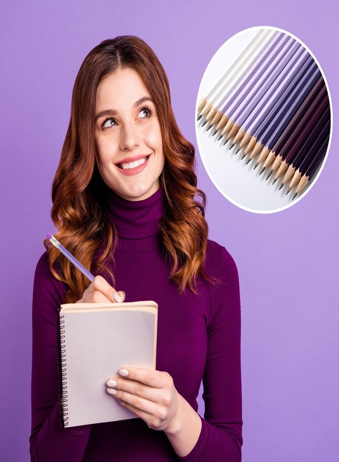 تيكيونايت أقلام رصاص TecUnite HB رقم 2 غير مبرية، مع ممحاة، قلم رصاص سداسي لطيف، قلم جرافيت رقم 2، هدية مثالية للبالغين، مناسبة للامتحانات والمدرسة والمكتب والرسم والتعلم (سلسلة بنفسجية، أبيض) - Image 4